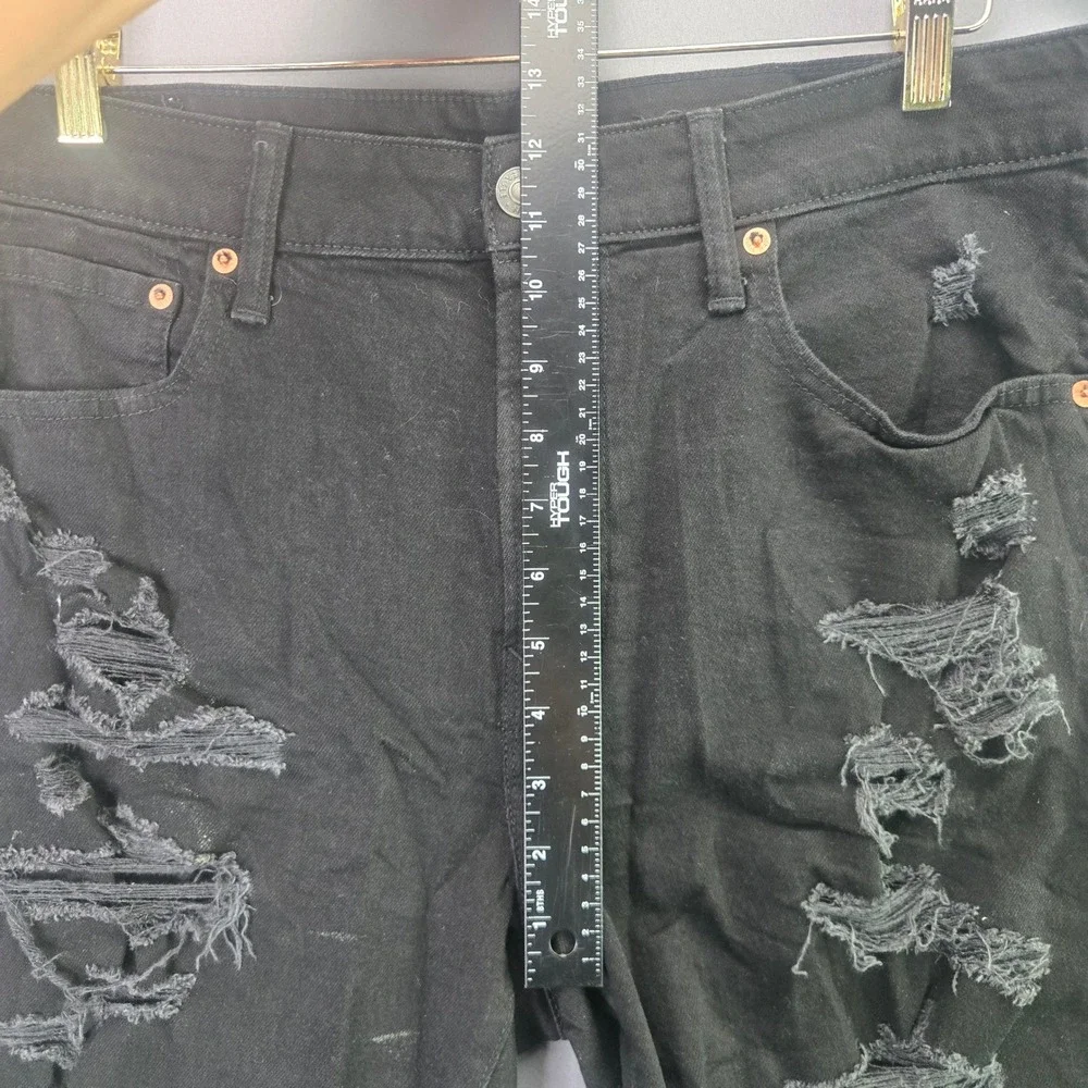 American Eagle Airflex+ Distressed Denim Shorts 34 Black Ripped Raw Hem Mens